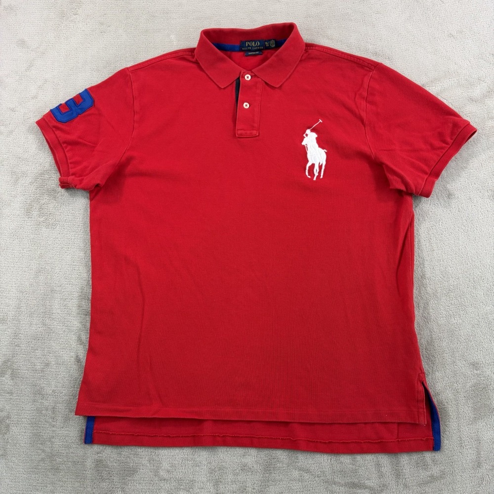 Polo Ralph Lauren Custom Fit Big Pony Polo Shirt in Red #3 Men XL Short Sleeve